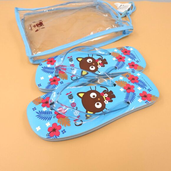 Vintage 2005 Sanrio Hello Kitty Chococat Flip Flops Womens Size Large Blue - Picture 6 of 12